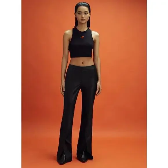 REISS x McLaren F1 Team Lottie Slit Front Leather Pants - Picture 2 of 16